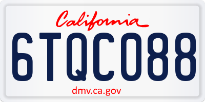 CA license plate 6TQC088