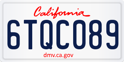 CA license plate 6TQC089