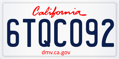 CA license plate 6TQC092