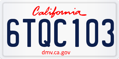 CA license plate 6TQC103