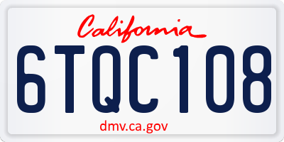 CA license plate 6TQC108