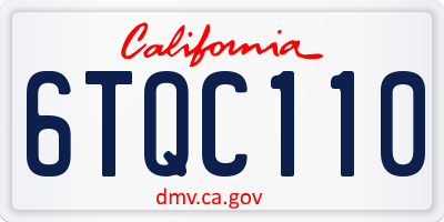 CA license plate 6TQC110