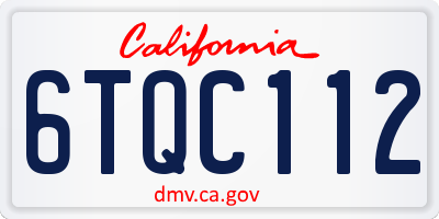 CA license plate 6TQC112