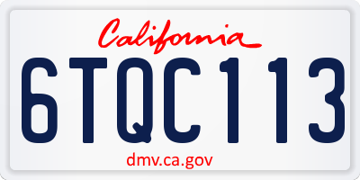 CA license plate 6TQC113