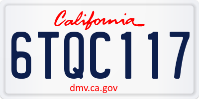 CA license plate 6TQC117