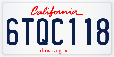 CA license plate 6TQC118