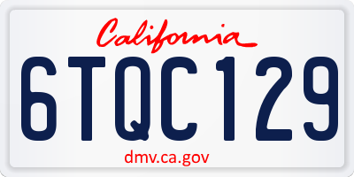 CA license plate 6TQC129