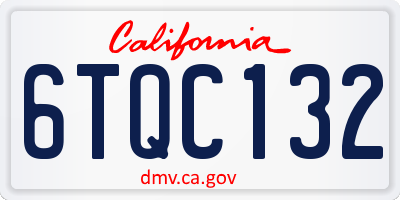 CA license plate 6TQC132