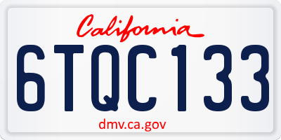 CA license plate 6TQC133