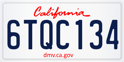 CA license plate 6TQC134