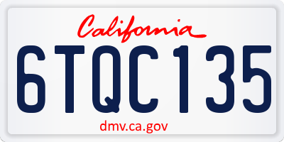 CA license plate 6TQC135