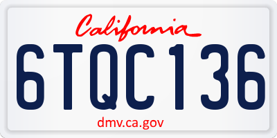 CA license plate 6TQC136