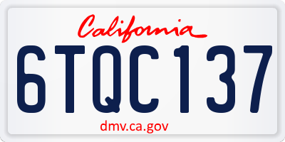 CA license plate 6TQC137