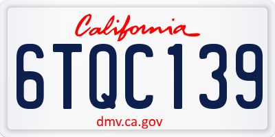 CA license plate 6TQC139
