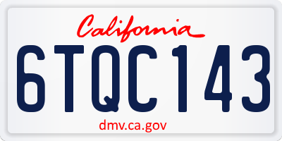 CA license plate 6TQC143