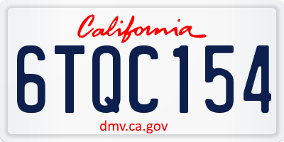 CA license plate 6TQC154