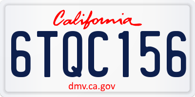 CA license plate 6TQC156