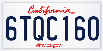 CA license plate 6TQC160