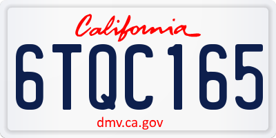 CA license plate 6TQC165
