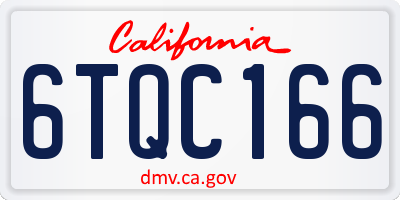 CA license plate 6TQC166