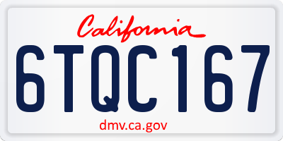 CA license plate 6TQC167