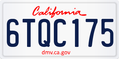 CA license plate 6TQC175