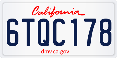CA license plate 6TQC178