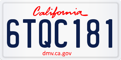 CA license plate 6TQC181