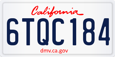 CA license plate 6TQC184