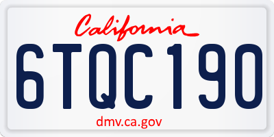 CA license plate 6TQC190