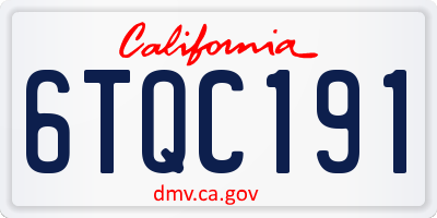 CA license plate 6TQC191