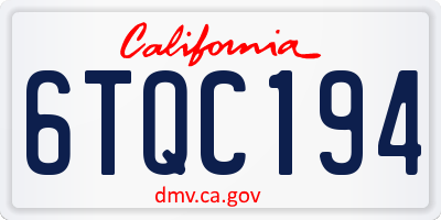 CA license plate 6TQC194