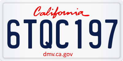 CA license plate 6TQC197