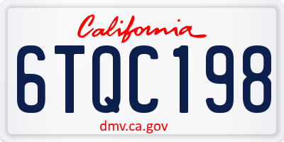 CA license plate 6TQC198