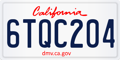 CA license plate 6TQC204