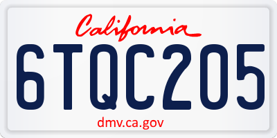 CA license plate 6TQC205