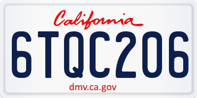 CA license plate 6TQC206