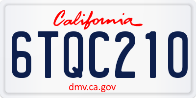 CA license plate 6TQC210