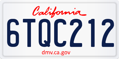 CA license plate 6TQC212