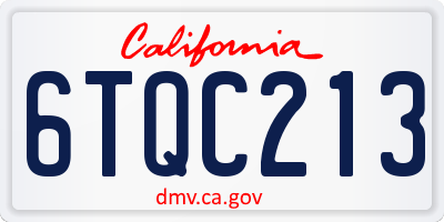 CA license plate 6TQC213