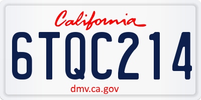 CA license plate 6TQC214