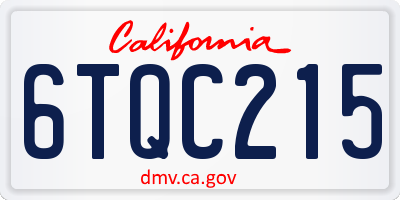 CA license plate 6TQC215