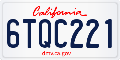 CA license plate 6TQC221