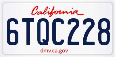 CA license plate 6TQC228