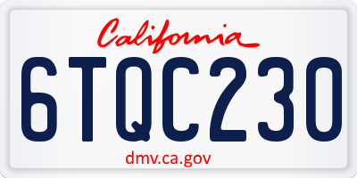 CA license plate 6TQC230
