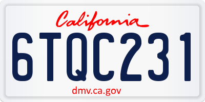 CA license plate 6TQC231
