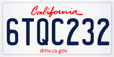 CA license plate 6TQC232