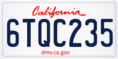 CA license plate 6TQC235