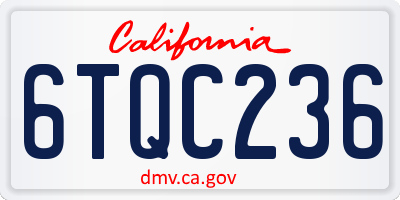 CA license plate 6TQC236