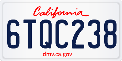 CA license plate 6TQC238